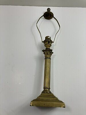Antique Old English Art Nouveau  Brass  Corinthian Column Lamp 3