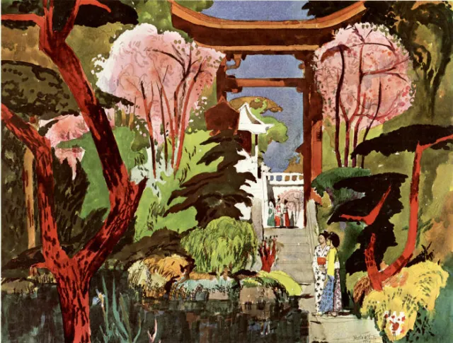 LARGE Millard Owen Sheets Japanese Tea Garden San Francisco Print 24" x 36"