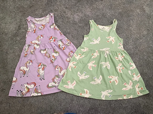 Girls 2 X H&M Dresses - Age 3-4 Years Unicorn And Birds