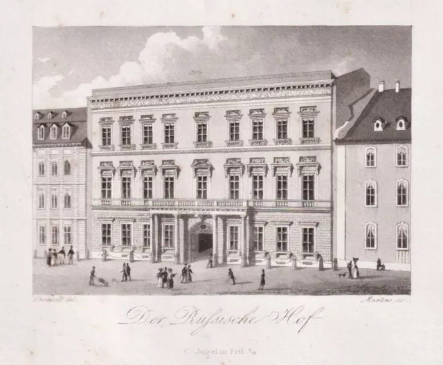 Frankfurt am Main Russischer Hof Aquatinta Radierung Martens/Ehemant 1830