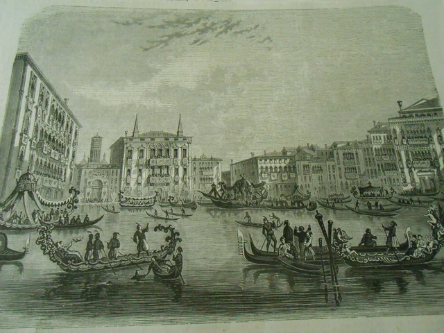 1848 engraving - Regattas in Venice Italy