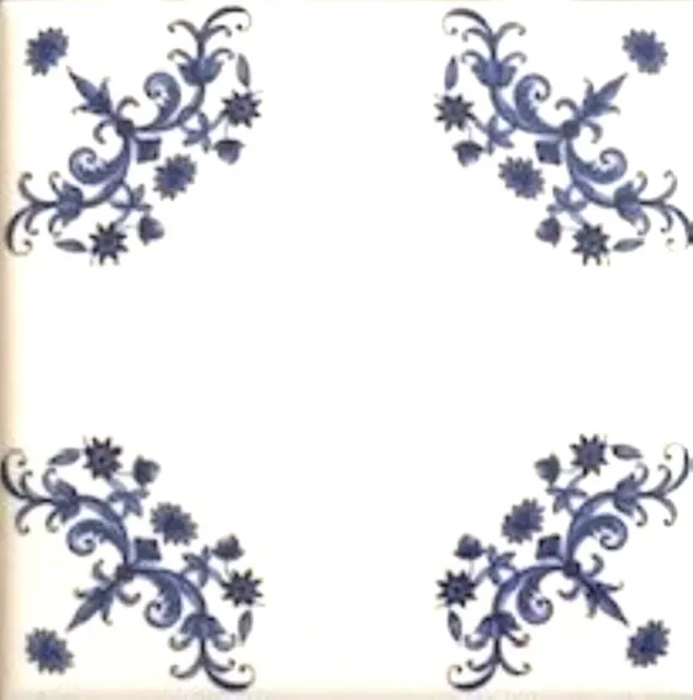 Blue Delft Design Ceramic Tile Blue 4.25" x 4.25 Vintage Corners #1