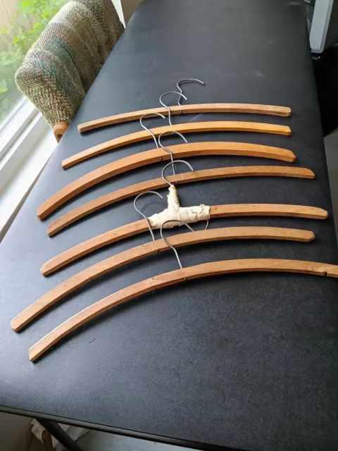 Vintage Wooden Clothes Hangers 1940’s Lot of 7  unbranded