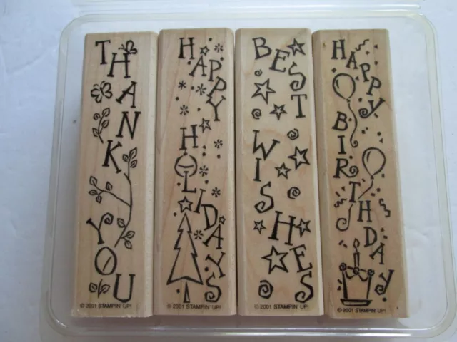 Stampin Up Vertical Rubber Stamps Greetings Birthday Thank You Best Wishes 2001