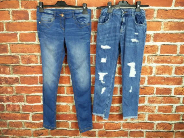 Girls Bundle Age 11-12 Years M&S Next Denim Jeans Distressed Adjustable 152Cm