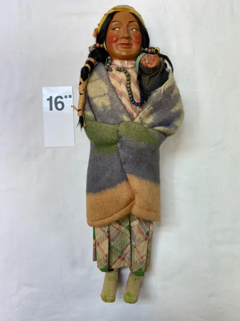 Skookum Indian Doll 1940, mother and Child. rare 16” Size In Good Condition $155