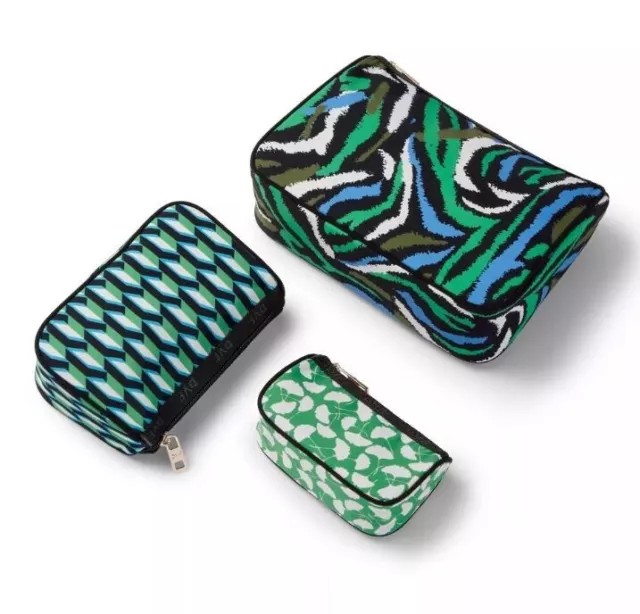 Diane Von Furstenberg - Disco Zebra - Arrow Geo - Ginkgo - 3-Pack Travel Pouches