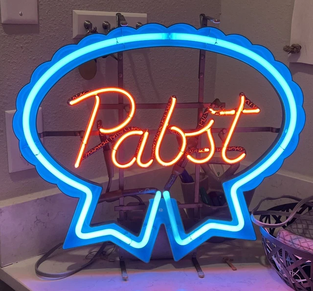 WORKS! Vintage Pabst Blue Ribbon PBR NEON Light Bar Sign 21 x 19 Great Condition