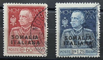 SOMALIA ITALIANA 1925/26 COLONIE GIUBILEO DEL RE DENT C.SM 13,5 TIMBRATI USED 