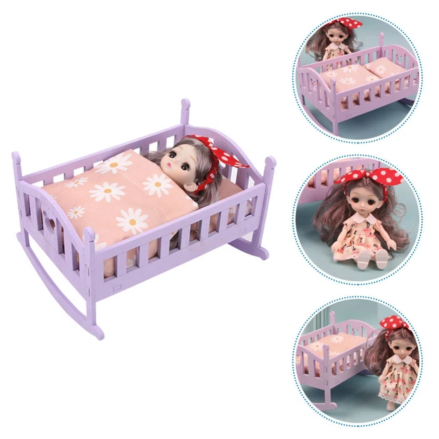 ROLE PLAY TOYS for Kids Wooden Baby Cradle Miniature Bed Child £19.75