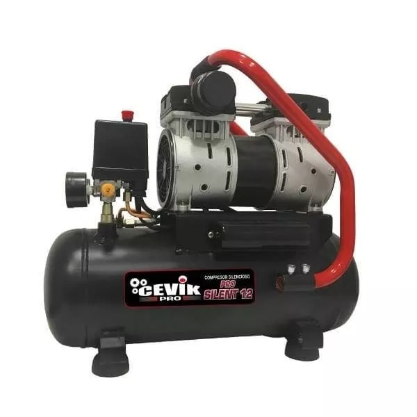 Compresor De Aire Ultra-Silencioso Cevik Pro Silent 12 1Hp 12Lts 8Bar Sin Aceite