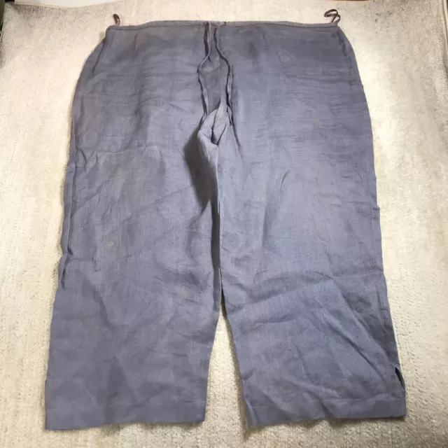 Eileen Fisher Pants Women's Large Irish Linen Elastic Waist Gray Wide Leg 42x24