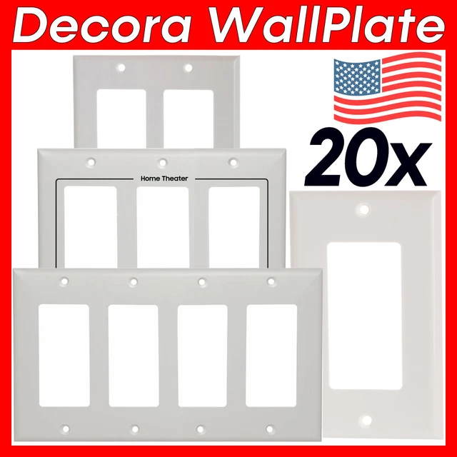 20 Pack Decora Wall Plate GFCI Device Standard Size Faceplate with Screws White