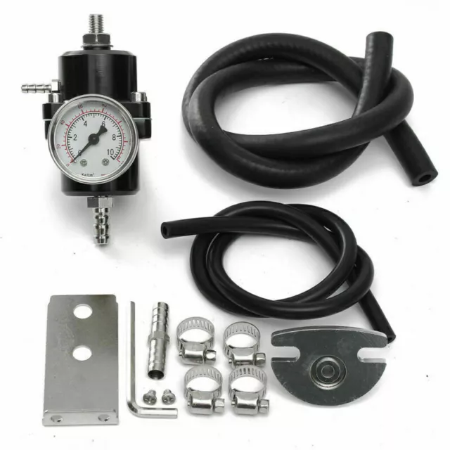 Universal Kfz Benzindruckregler einstellbar Kraftstoffdruckregler mit Manometer@