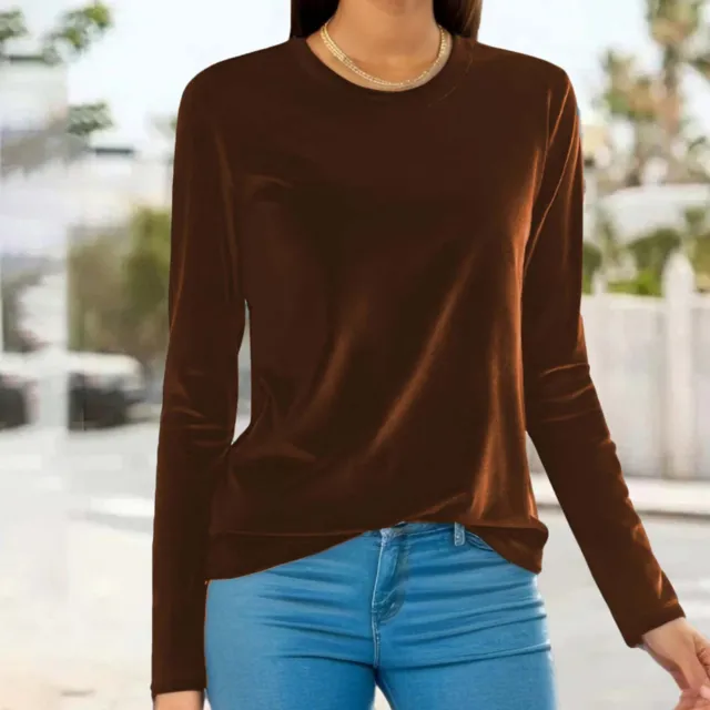 Velvet Top Long Sleeve Women Shirts Solid Color Ladies Blouses Plus Size Velvet