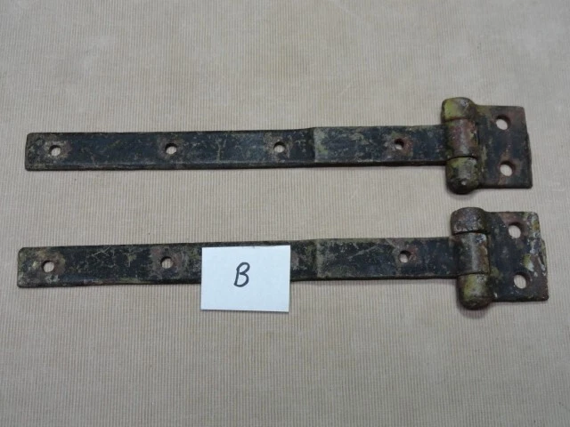 Pair of Barn Shed Door Garden Gate Strap Hinges Antique Cast Iron Nice Ones 'B' 10