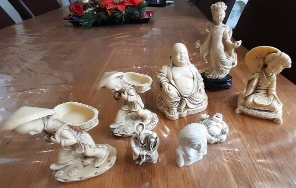 Vintage Job Lot (8) Mainly Soapstone Asian Figures inc. Buddha