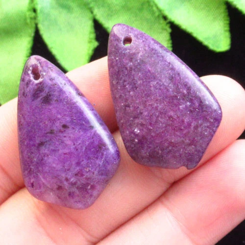 2Pcs 32x20x7mm Purple Lepidolite Shield Pendant Bead H68271