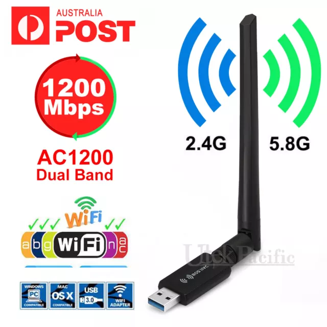 AC1200 High Power USB AC Wireless WiFi Adapter 5dBi Antenna Dual Band 802.11AC