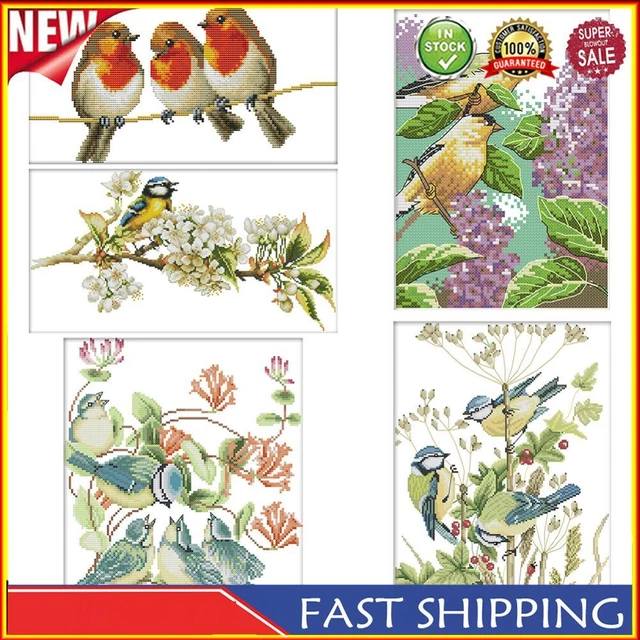 Home Decor DIY Cross Stitch Kits 14CT Stamped Cute Bird Embroidery Art Canvas