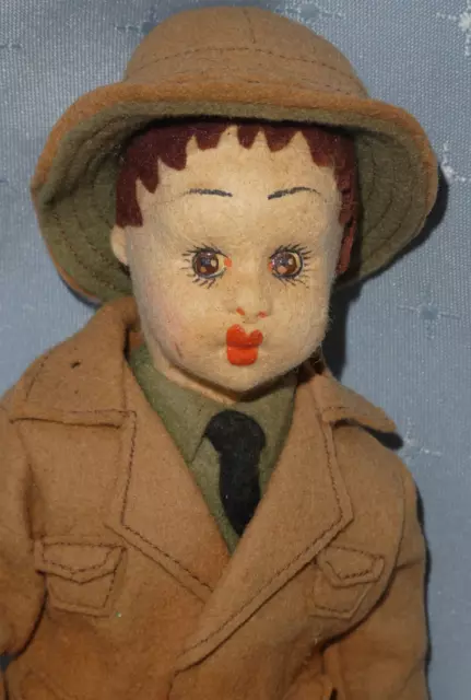 Vintage Lenci (?) Felt Mascotte Boy Doll in Felt Uniform (21.5 cms tall)