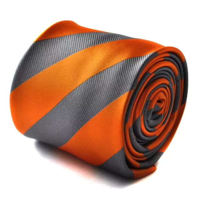 grey and orange barber striped tie by Frederick Thomas