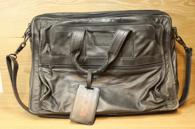 Tumi mens leather messenger bag Laptop Black