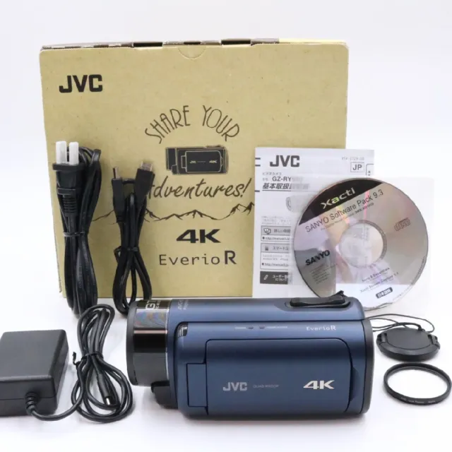 JVC Camcorders Everio R 4K shooting Deep Ocean Blue GZ-RY980-A【Near Mint in BOX】