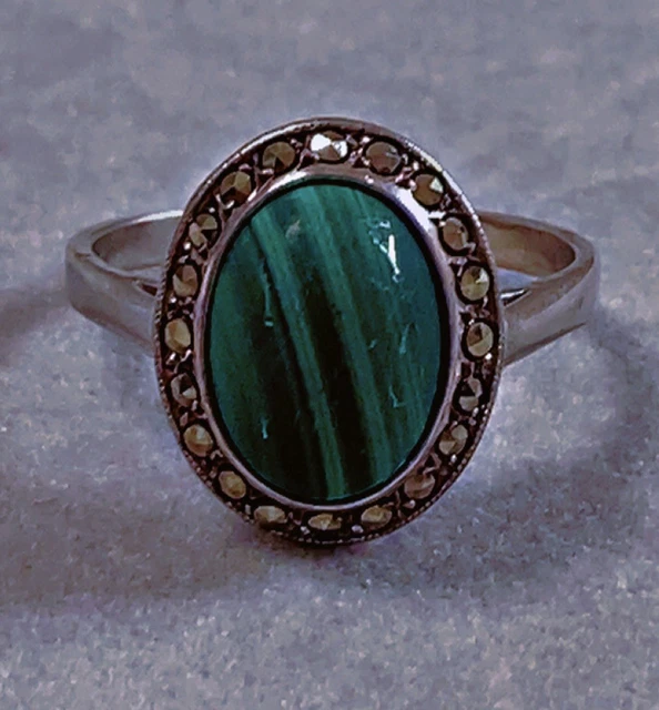 Bague Art Déco Argent 925 - Opales Et Marcassites - Taille 56 (1,8 Mm) - Occasion 'dans Son Jus'