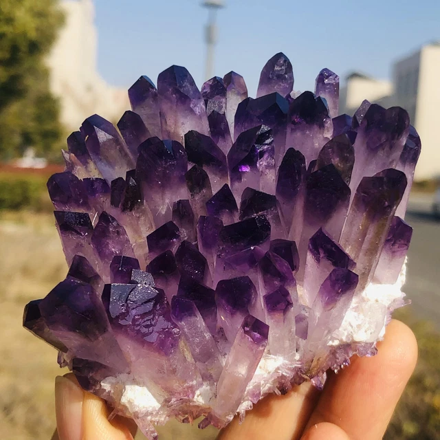 280g New Find purpl Phantom Quartz Crystal Cluster Mineral Specimen Healing 12