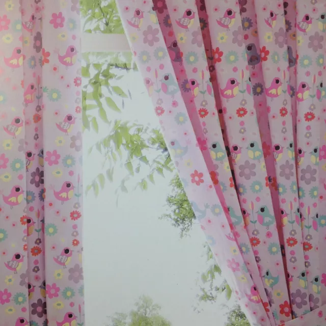 Bluezoo Little Owl & Friends Printed Pair Of Pencil Pleat Curtains 168x183cm New