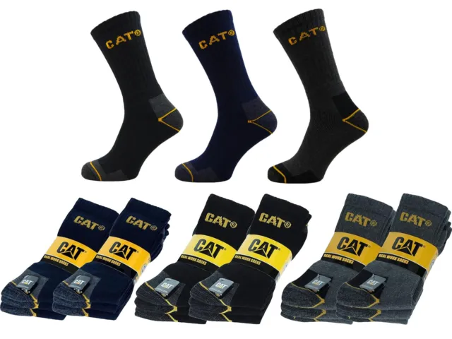 CAT Caterpillar Mens Real Work Socks 6 Pairs UK Sizes (6-9) (9-11) (11-14)