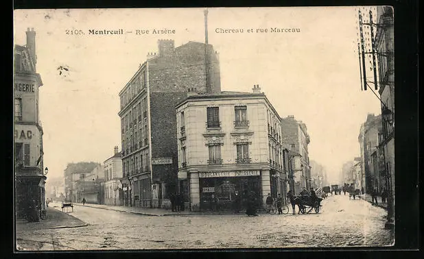CPA Montreuil, Rue Arsène, Chereau and Rue Marceau 1909