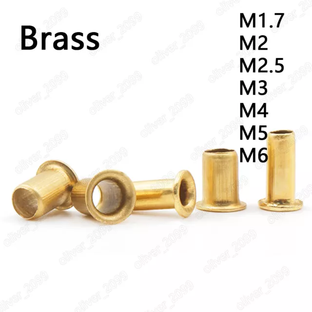 Brass Eyelet Rivet Hollow Metal Buttonhole M1.7 M2 M2.5 M3 M4 M5 M6