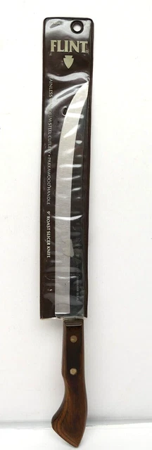 VTG 1982 Ekco Flint 9" Roast Slicer Knife 77494 Stainless Vanadium 14" USA NOS
