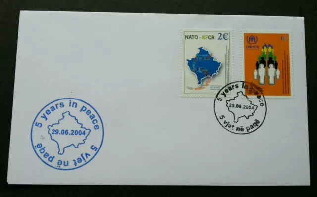 Kosovo 5 Years In Peace 2004 (stamp FDC)