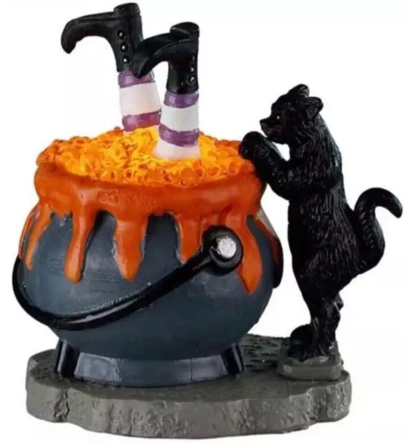 Lemax Spooky Town 2021 WITCHY CAULDRON #24940 NRFP Halloween witch black cat *