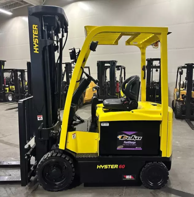2013 Hyster E60XN-33 6000 LB Quad Mast Electric Cushion Forklift - Reconditioned