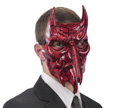 Red Devil Masquerade Mask Crackled Effect Venetian Halloween Male Masked Ball