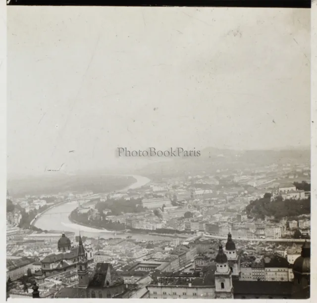 Salzburg Panorama Österreich Foto Platte De Verre Stereo G10 Vintage 1911