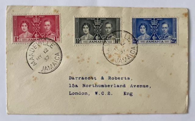 Jamaica 1937 George VI Coronation First Day Cover, May 12th 1937