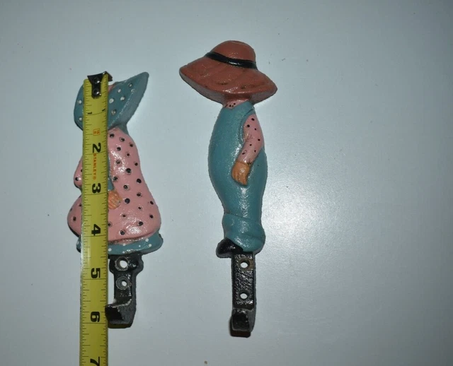 Vintage Upper Deck Cast Iron Wall Hanging Hooks Pair 1989 5