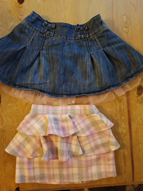 2x Girls Next Skirts, Age 12-18 Months,  1x denim, 1 x  cotton rara,
