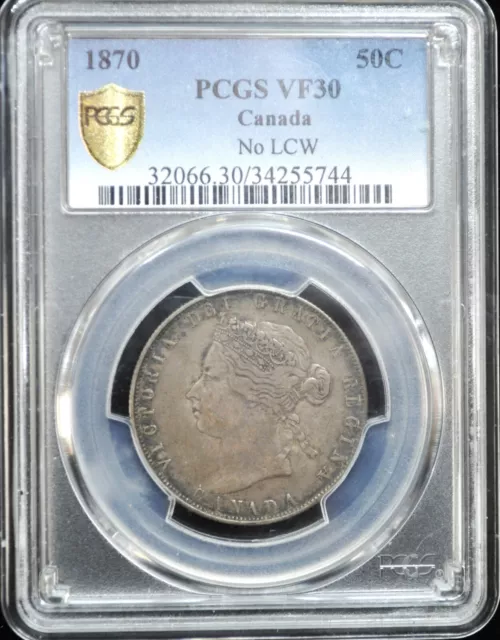 1870 No LCW Canada 50 cents PCGS VF-30