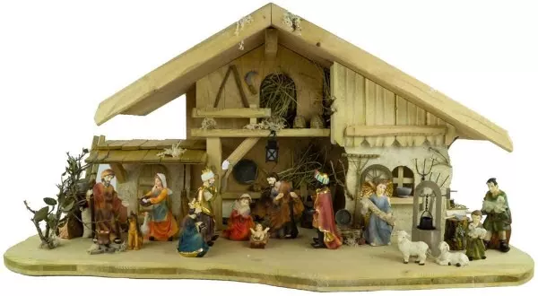 Traditionelle Weihnachtskrippe Zürich inkl. 17-tlg. Figurensatz ETA 1, Maße K ..