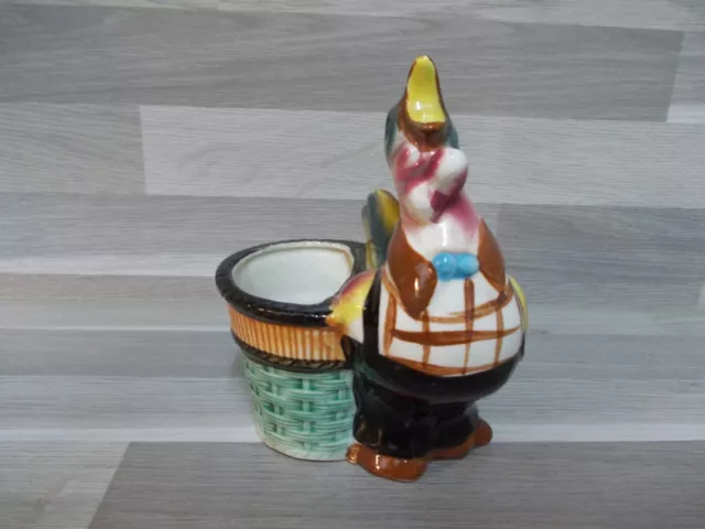 Art Déco Keramik Figur Löffelbehälter Hahn mit Korb H15cm Spritzdekor Tischdeko 2