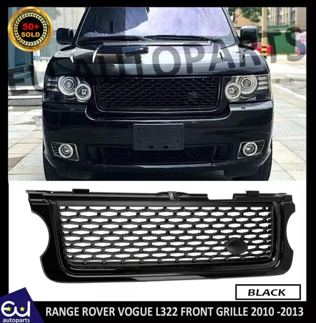 For Range Rover L322 2010-13 Vogue Supercharged Style Front Grille Gloss Black