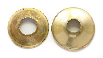 Lot of 2 Brass Tone Gold Handle Door Backplates Round Vintage