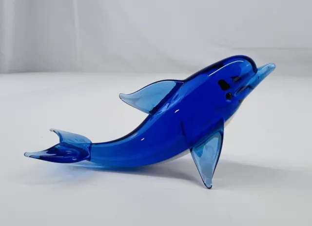 Beautiful Art Glass Dolphin Blue 4”
