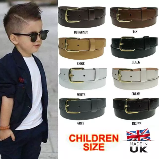 Kids Children Real Leather Skinny Belts Girls Boys Belts 25Mm Leather Uk Belts